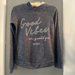 XOXO “Good Vibes” long sleeve shirt with a hood -womens XS